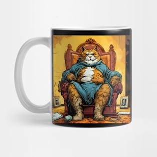 King cat sitting on throne. Mug